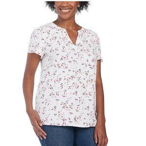 NWT Hilary Radley Women's V-Neck Short Sleeve Printed Blouse Size XL $50 1A077